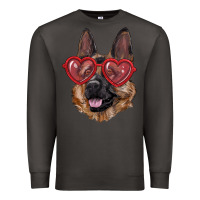 Smoke german shepherd with love glasses Premium Sweatshirt - RanaPortraitStore