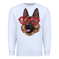 White german shepherd with love glasses Premium Sweatshirt - RanaPortraitStore