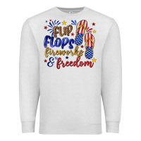 Oatmeal Heather flip flops fireworks and freedom Premium Sweatshirt - texasbilliewilder