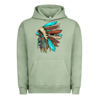 Pigment Oil Green indian headdress Urban Hoodie - JahusDesignShop