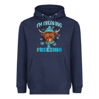 Navy i'm freaking freezing Heavyweight Hoodie - MaliasSmallBusiness