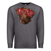 Charcoal Heather labrador retriever with love glass Premium Sweatshirt - RanaPortraitStore