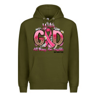 Army Green breast cancer with god all things are possible Premium Hoodie - Artiststas