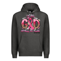 Charcoal Heather breast cancer with god all things are possible Premium Hoodie - Artiststas