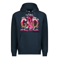Navy breast cancer with god all things are possible Premium Hoodie - Artiststas