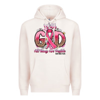 Pale Pink breast cancer with god all things are possible Premium Hoodie - Artiststas