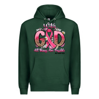 Sports Green breast cancer with god all things are possible Premium Hoodie - Artiststas
