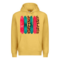 Antique Gold Colored Leopard and Wood Patterned Western Brush Strokes Premium Hoodie - Bettercallsaul
