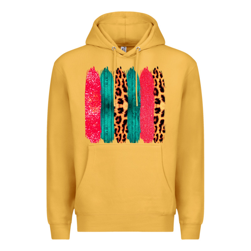 Colored Leopard And Wood Patterned Western Brush Strokes Premium Hoodie by Bettercallsaul | Teevron