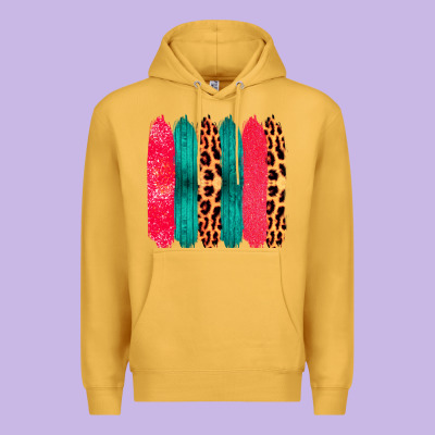 Colored Leopard And Wood Patterned Western Brush Strokes Premium Hoodie Designed By Bettercallsaul