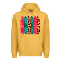 Mustard Colored Leopard and Wood Patterned Western Brush Strokes Premium Hoodie - Bettercallsaul