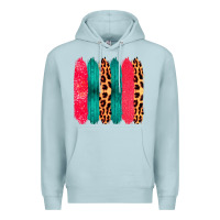 Blue Mist Colored Leopard and Wood Patterned Western Brush Strokes Premium Hoodie - Bettercallsaul