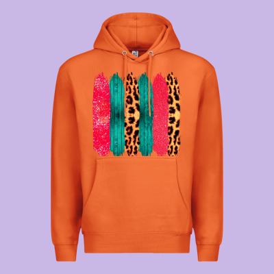 Colored Leopard And Wood Patterned Western Brush Strokes Premium Hoodie Designed By Bettercallsaul
