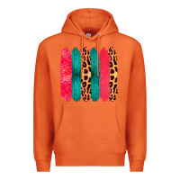 Carrot Colored Leopard and Wood Patterned Western Brush Strokes Premium Hoodie - Bettercallsaul
