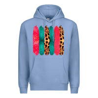 Colony Blue Colored Leopard and Wood Patterned Western Brush Strokes Premium Hoodie - Bettercallsaul