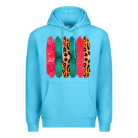 Ocean Blue Colored Leopard and Wood Patterned Western Brush Strokes Premium Hoodie - Bettercallsaul