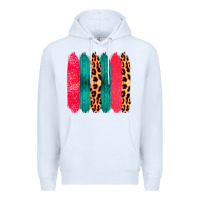 White Colored Leopard and Wood Patterned Western Brush Strokes Premium Hoodie - Bettercallsaul