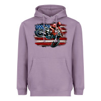 Lavender dirt bike american flag Heavyweight Hoodie - MaliasSmallBusiness