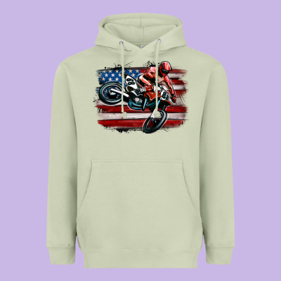Heavyweight Hoodie dirt bike american flag