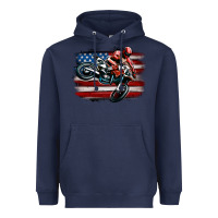Navy dirt bike american flag Heavyweight Hoodie - MaliasSmallBusiness