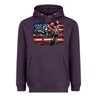 Plum dirt bike american flag Heavyweight Hoodie - MaliasSmallBusiness