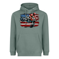 Sage dirt bike american flag Heavyweight Hoodie - MaliasSmallBusiness