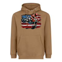 Toasted Coconut dirt bike american flag Heavyweight Hoodie - MaliasSmallBusiness