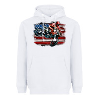 White dirt bike american flag Heavyweight Hoodie - MaliasSmallBusiness