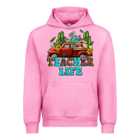 Fuchsia Pink teacher life western truck and books Urban Hoodie - AdoDesignShop