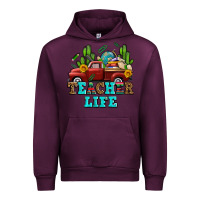 Mauve Wine teacher life western truck and books Urban Hoodie - AdoDesignShop