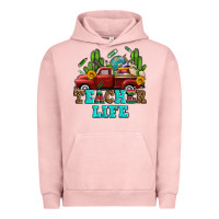 Pigment Salmon teacher life western truck and books Urban Hoodie - AdoDesignShop