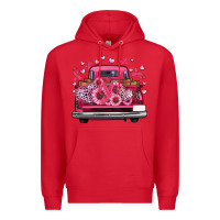 Red breast cancer farm truck Premium Hoodie - Artiststas