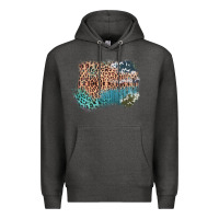 Charcoal Heather Leopard Wood Cowhide Pattern Mixed Western Frame Premium Hoodie - Bettercallsaul