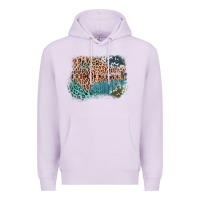 Lilac Leopard Wood Cowhide Pattern Mixed Western Frame Premium Hoodie - Bettercallsaul