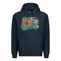 Navy Leopard Wood Cowhide Pattern Mixed Western Frame Premium Hoodie - Bettercallsaul