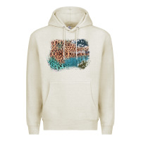Oatmeal Heather Leopard Wood Cowhide Pattern Mixed Western Frame Premium Hoodie - Bettercallsaul