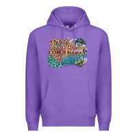 Purple Leopard Wood Cowhide Pattern Mixed Western Frame Premium Hoodie - Bettercallsaul