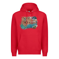 Red Leopard Wood Cowhide Pattern Mixed Western Frame Premium Hoodie - Bettercallsaul