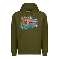 Army Green Leopard Wood Cowhide Pattern Mixed Western Frame Premium Hoodie - Bettercallsaul