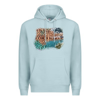 Blue Mist Leopard Wood Cowhide Pattern Mixed Western Frame Premium Hoodie - Bettercallsaul