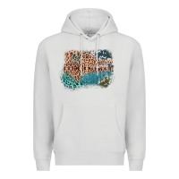 Dove Grey Leopard Wood Cowhide Pattern Mixed Western Frame Premium Hoodie - Bettercallsaul