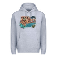 Heather Grey Leopard Wood Cowhide Pattern Mixed Western Frame Premium Hoodie - Bettercallsaul