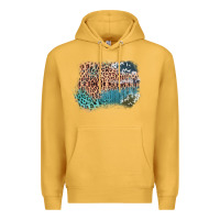 Mustard Leopard Wood Cowhide Pattern Mixed Western Frame Premium Hoodie - Bettercallsaul