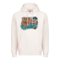 Leopard Wood Cowhide Pattern Mixed Western Frame Premium Hoodie | Teevron