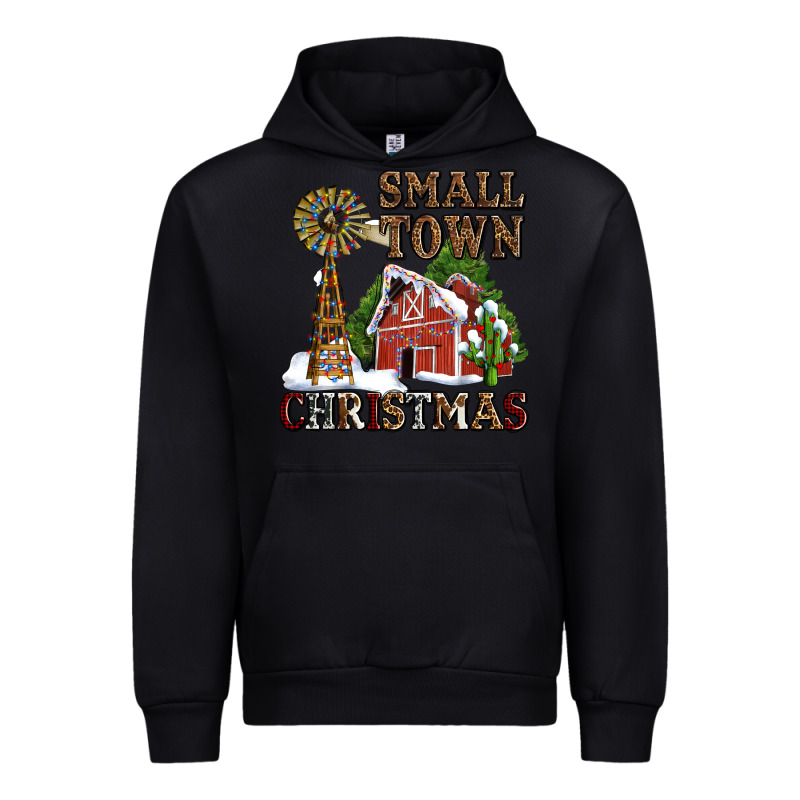 Small Town Christmas With Barn And Cactus Urban Hoodie by AdoDesignShop | Teevron