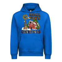 Cobalt small town christmas with barn and cactus Urban Hoodie - AdoDesignShop