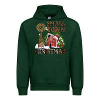 Forest Green small town christmas with barn and cactus Urban Hoodie - AdoDesignShop