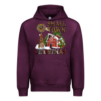 Mauve Wine small town christmas with barn and cactus Urban Hoodie - AdoDesignShop
