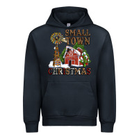 Navy small town christmas with barn and cactus Urban Hoodie - AdoDesignShop