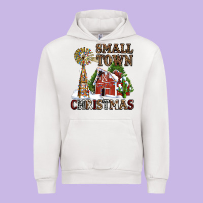Small Town Christmas With Barn And Cactus Urban Hoodie Designed By Adodesignshop